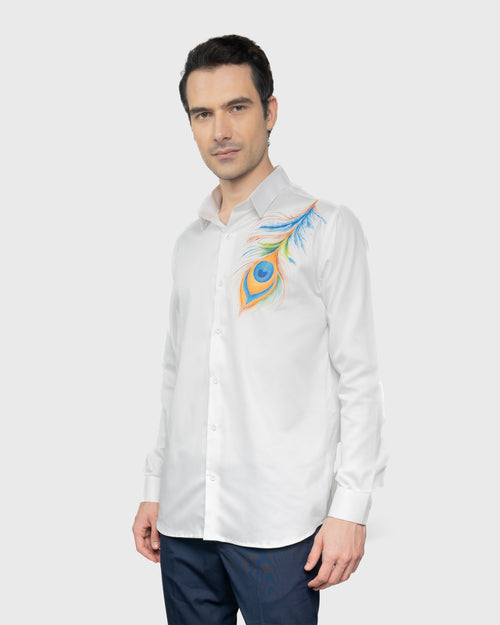 Piuma Pavone Hand-Painted Shirt