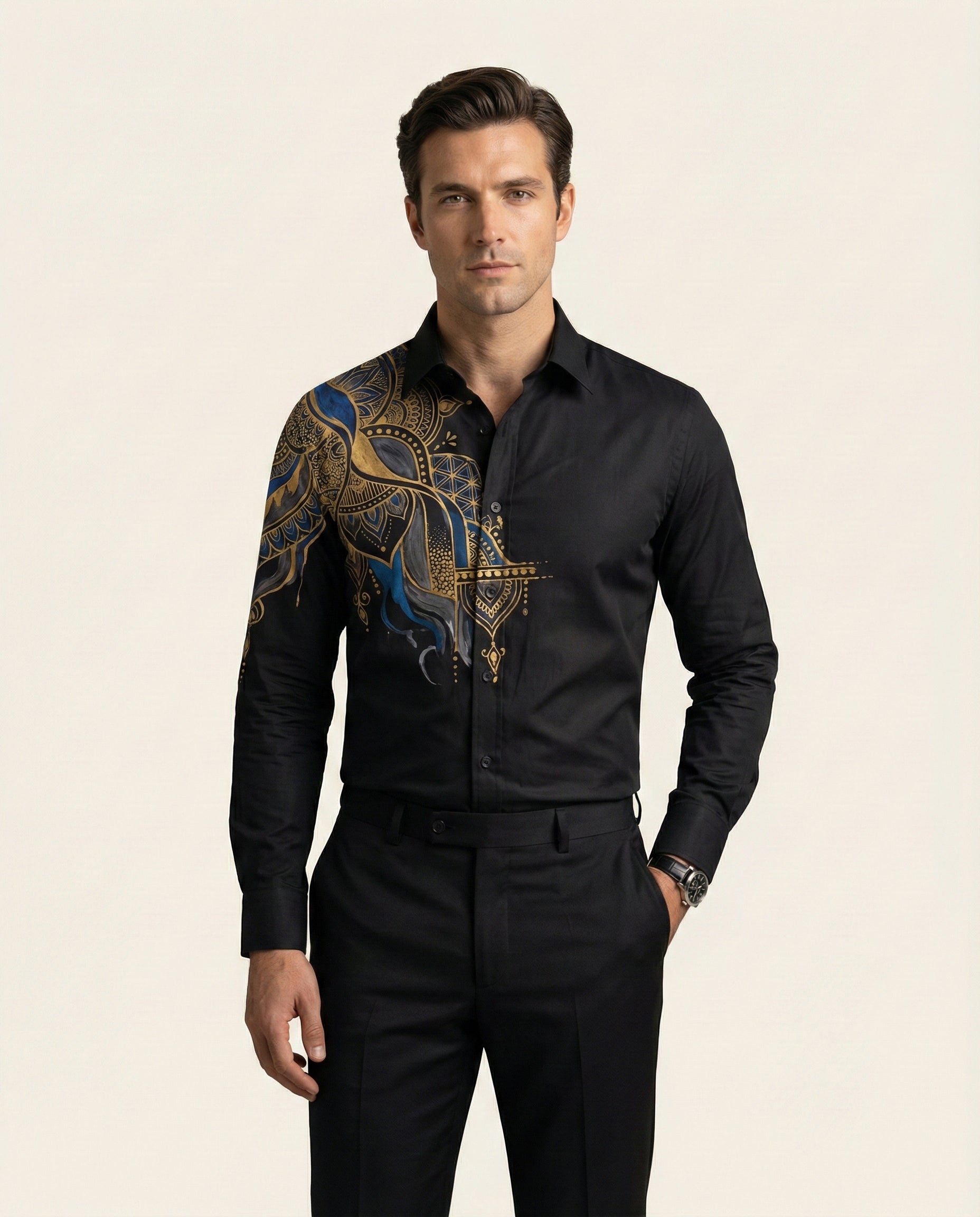 Neeladhara Mandala Hand-Painted Shirt