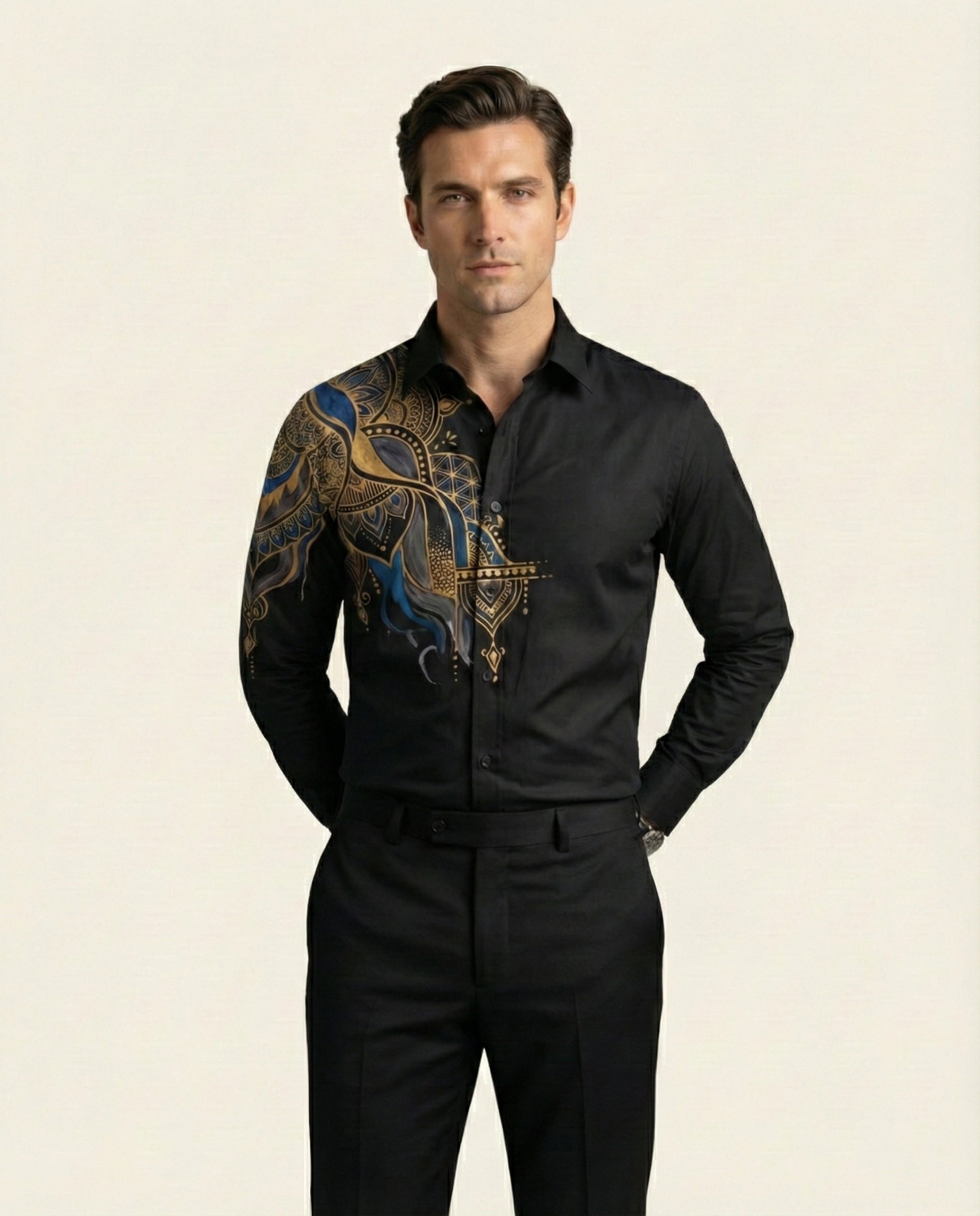 Neeladhara Mandala Hand-Painted Shirt