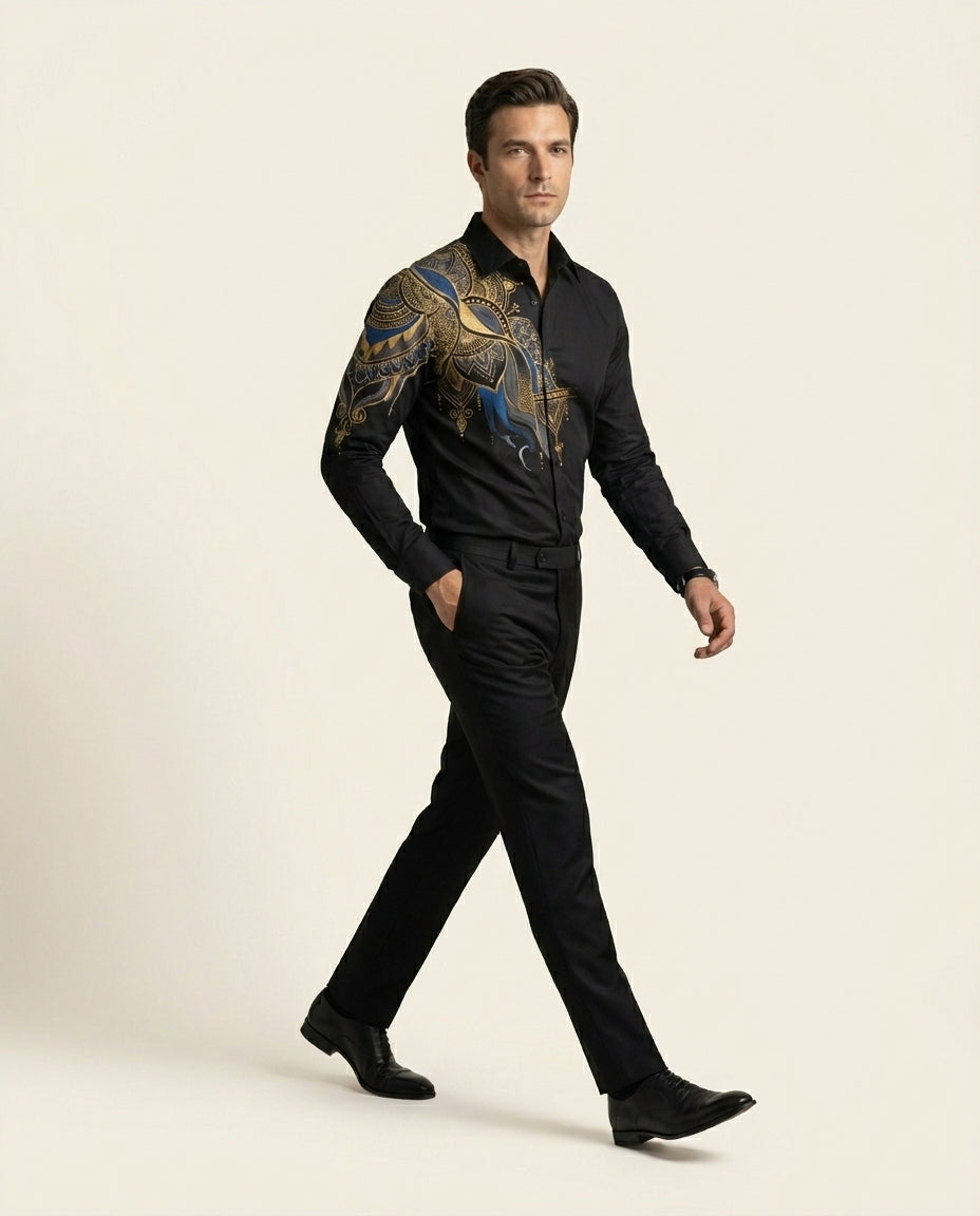 Neeladhara Mandala Hand-Painted Shirt