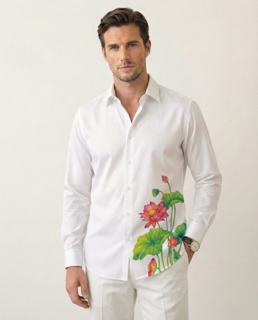 Lotus Serenata Hand-Painted Shirt