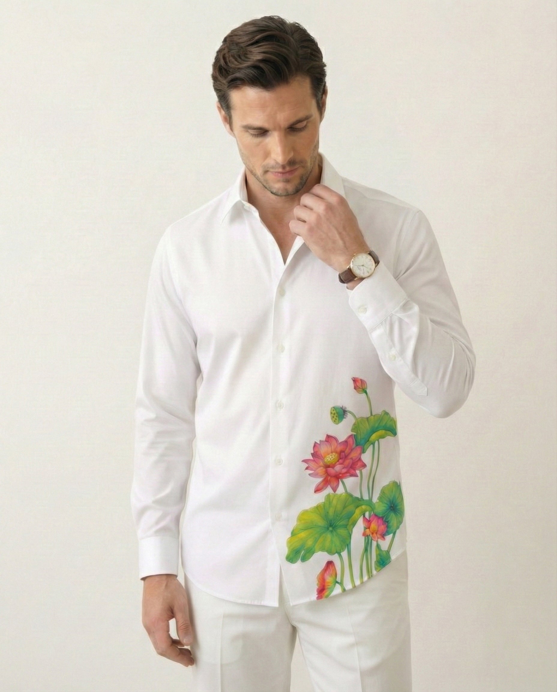 Lotus Serenata Hand-Painted Shirt