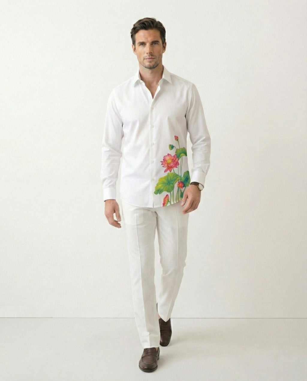 Lotus Serenata Hand-Painted Shirt