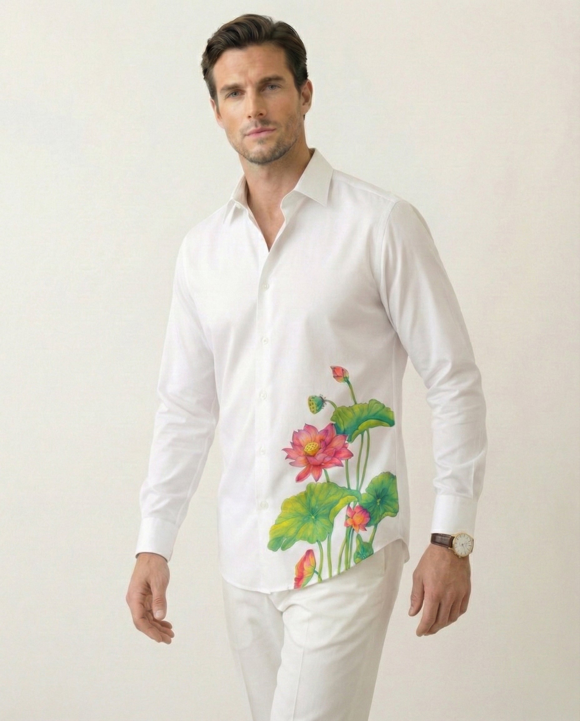 Lotus Serenata Hand-Painted Shirt