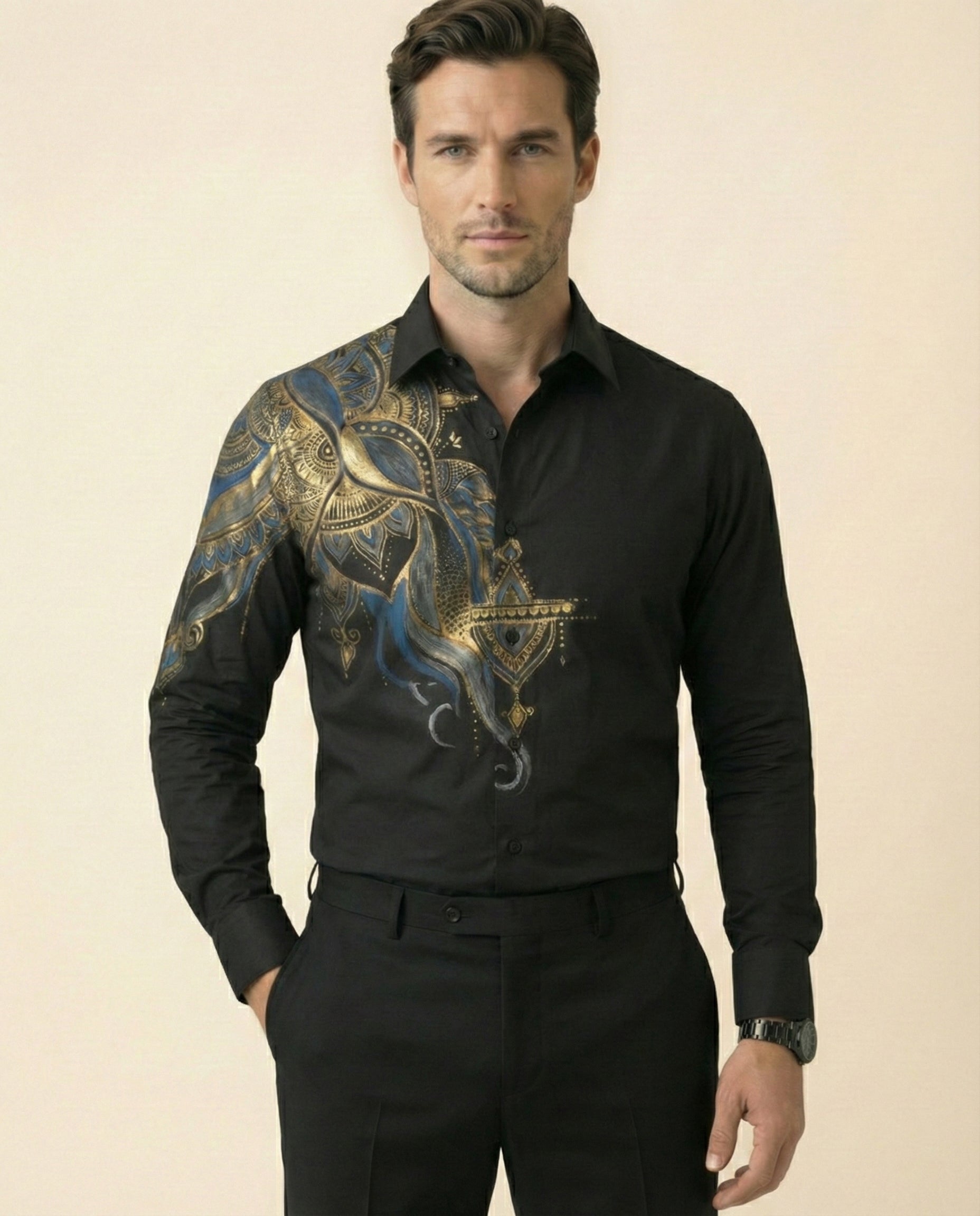 Neeladhara Mandala Hand-Painted Shirt