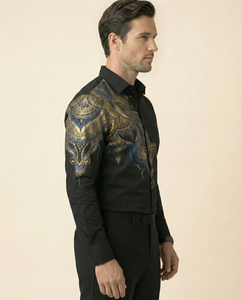 Neeladhara Mandala Hand-Painted Shirt