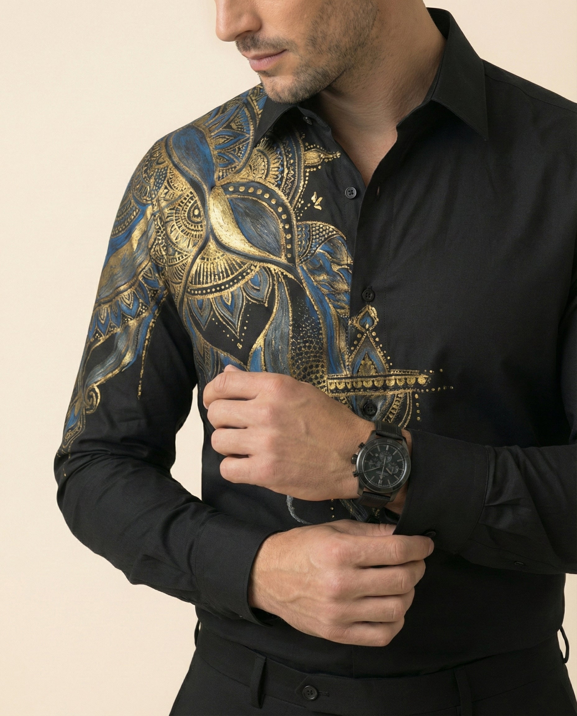 Neeladhara Mandala Hand-Painted Shirt