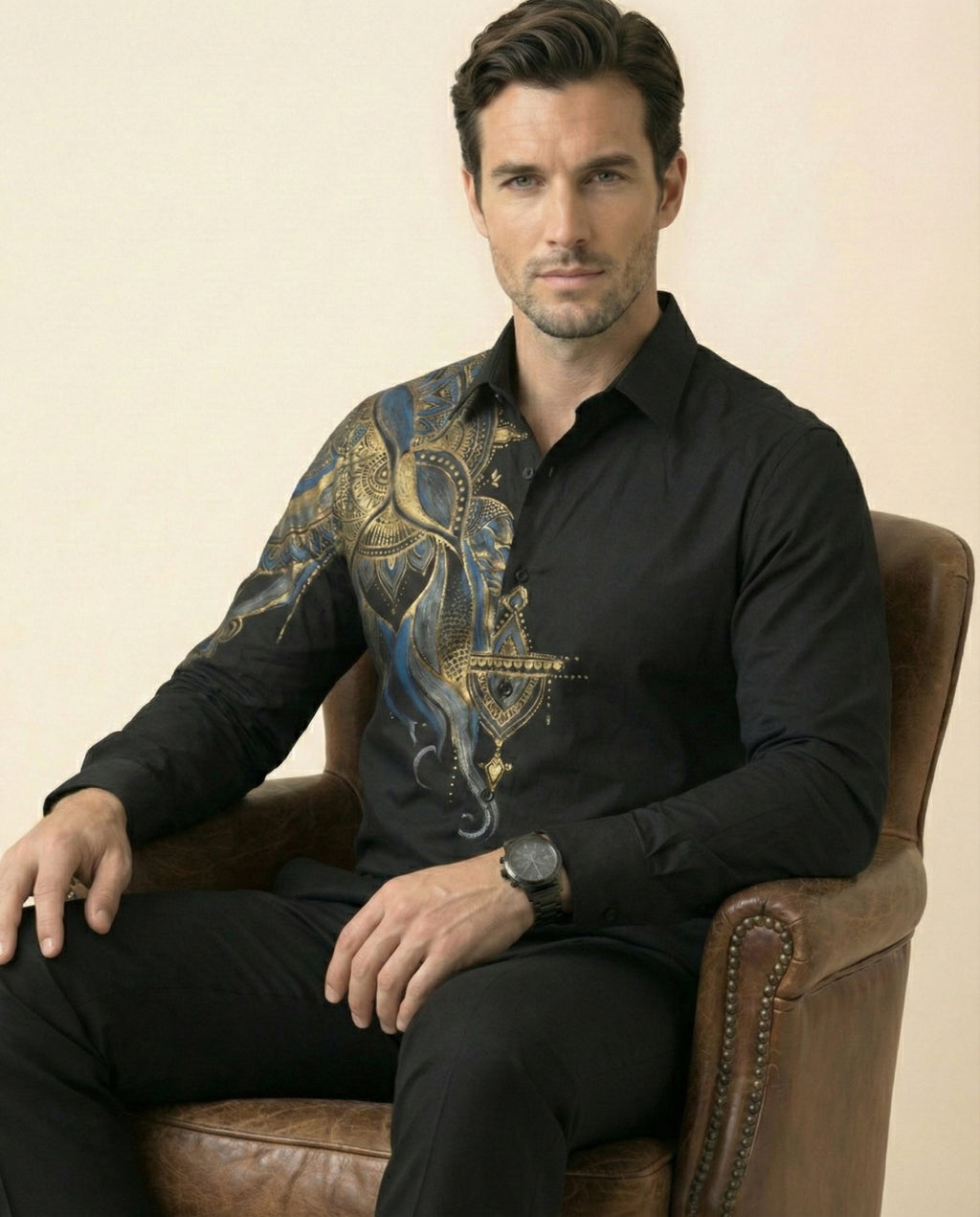 Neeladhara Mandala Hand-Painted Shirt