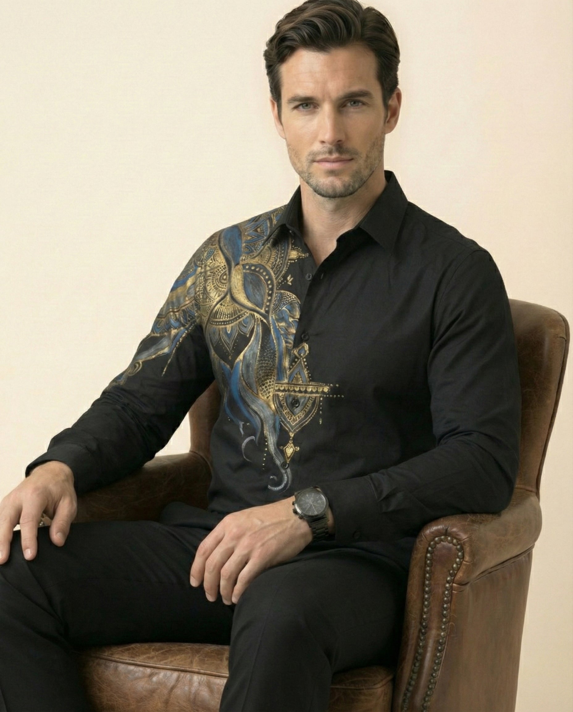 Neeladhara Mandala Hand-Painted Shirt