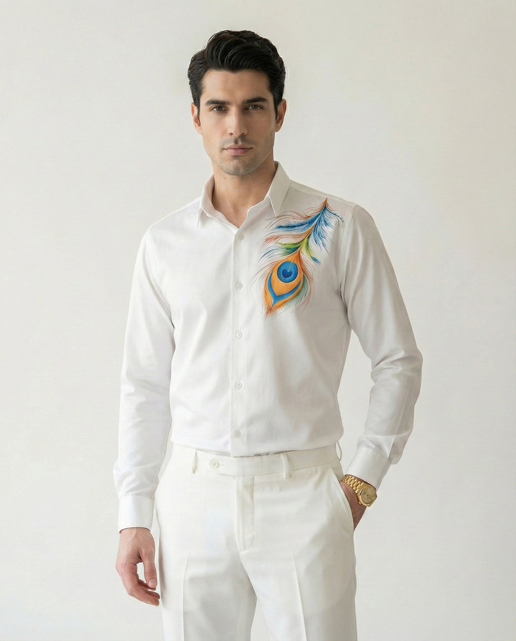 Piuma Pavone Hand-Painted Shirt