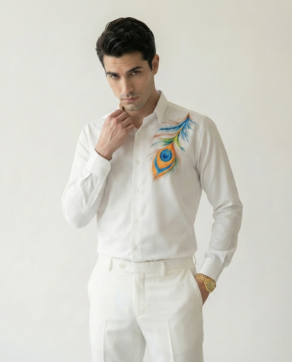 Piuma Pavone Hand-Painted Shirt