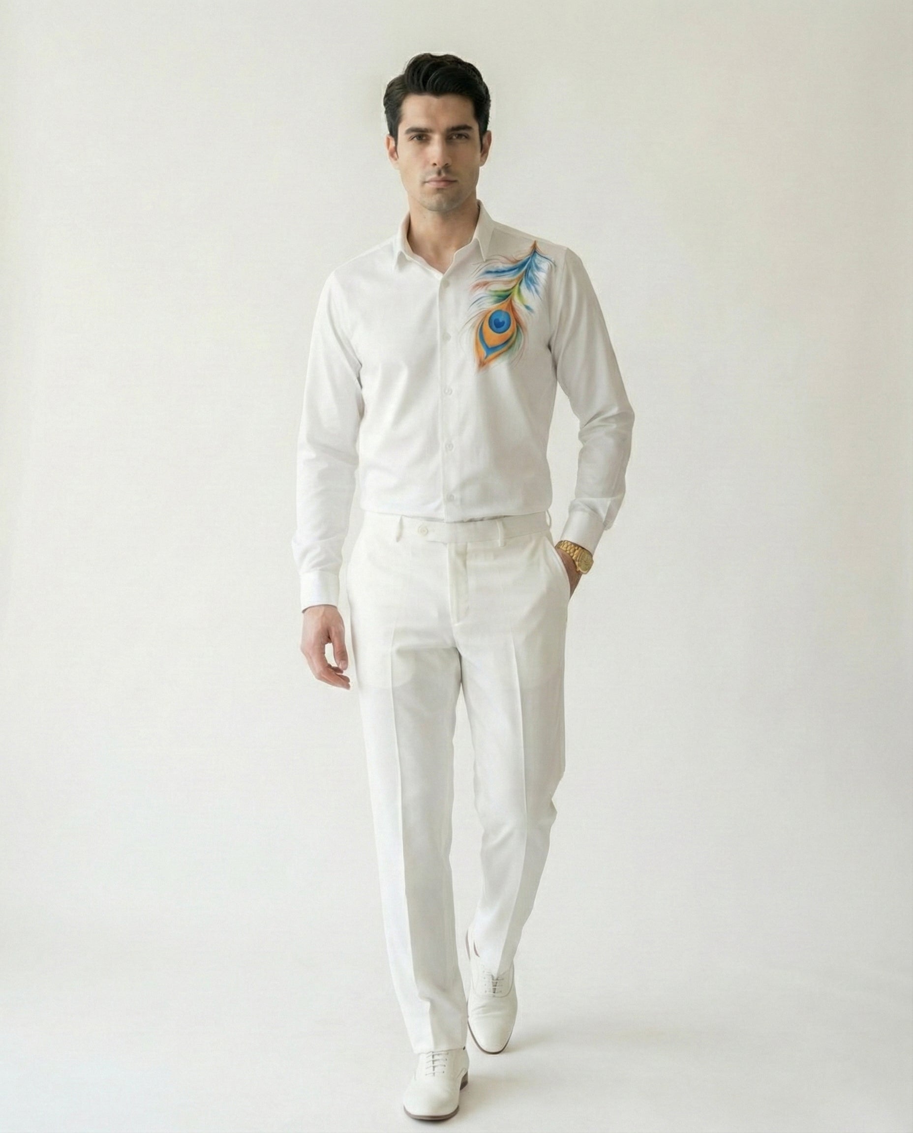 Piuma Pavone Hand-Painted Shirt