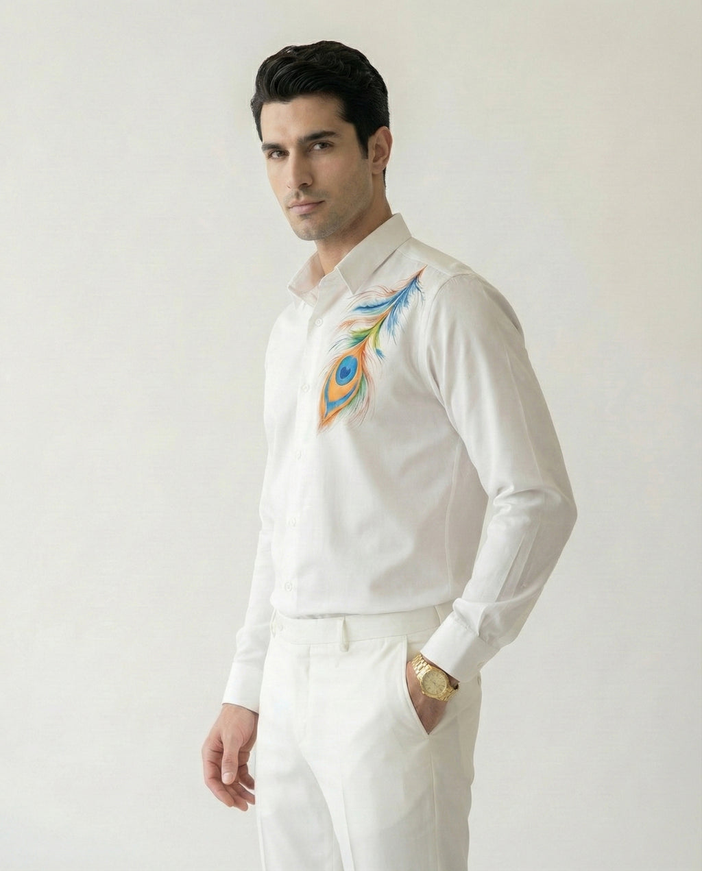 Piuma Pavone Hand-Painted Shirt