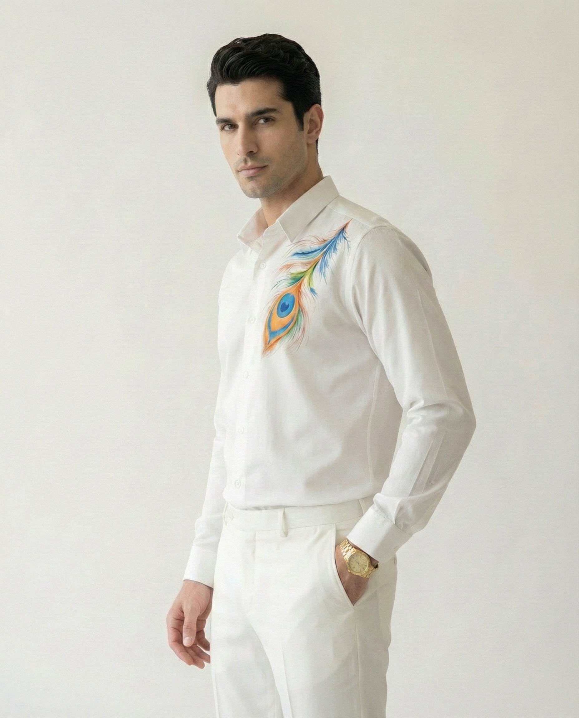Piuma Pavone Hand-Painted Shirt