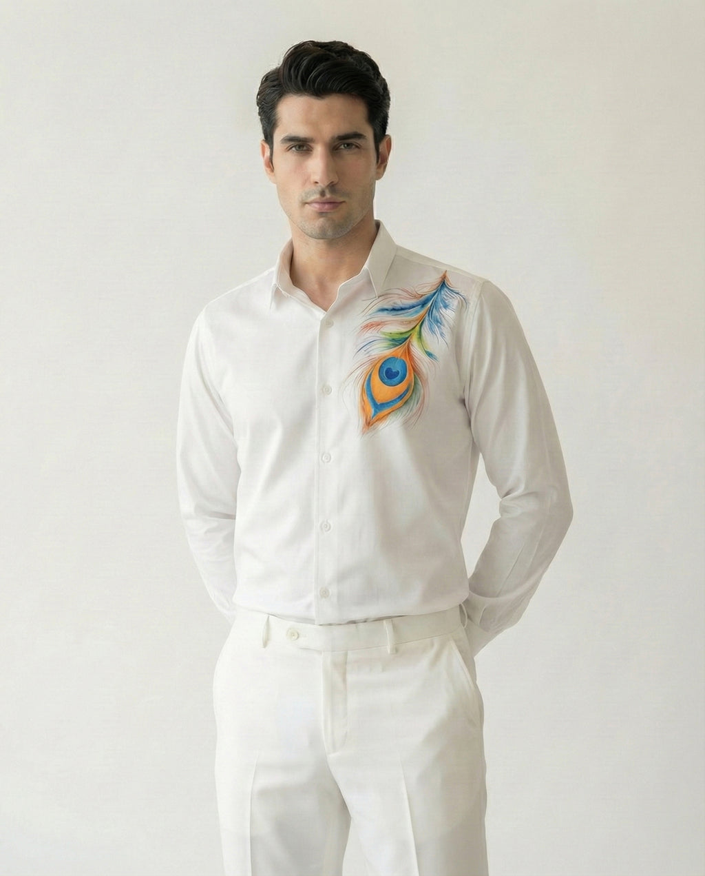 Piuma Pavone Hand-Painted Shirt