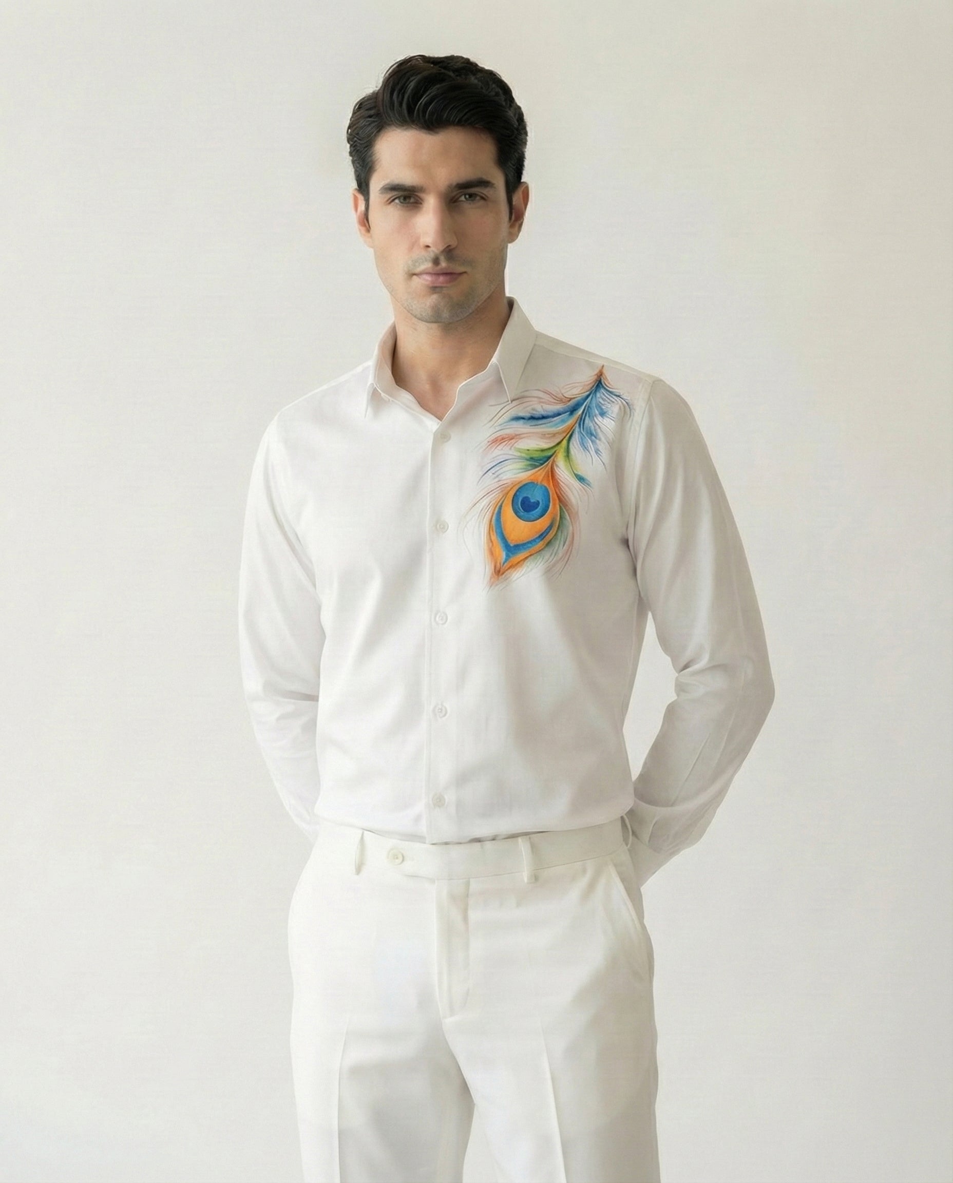 Piuma Pavone Hand-Painted Shirt