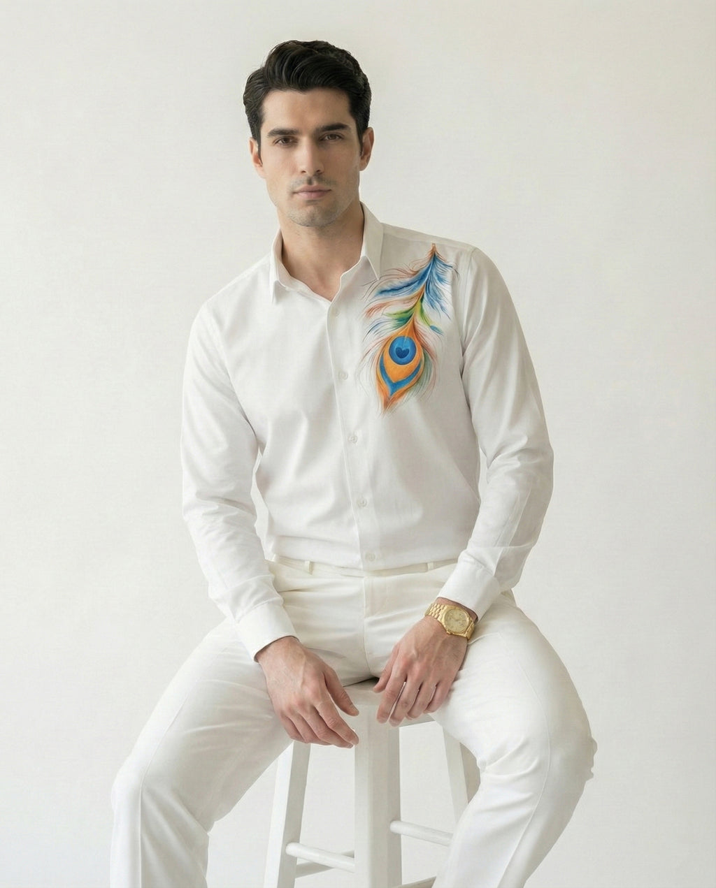 Piuma Pavone Hand-Painted Shirt