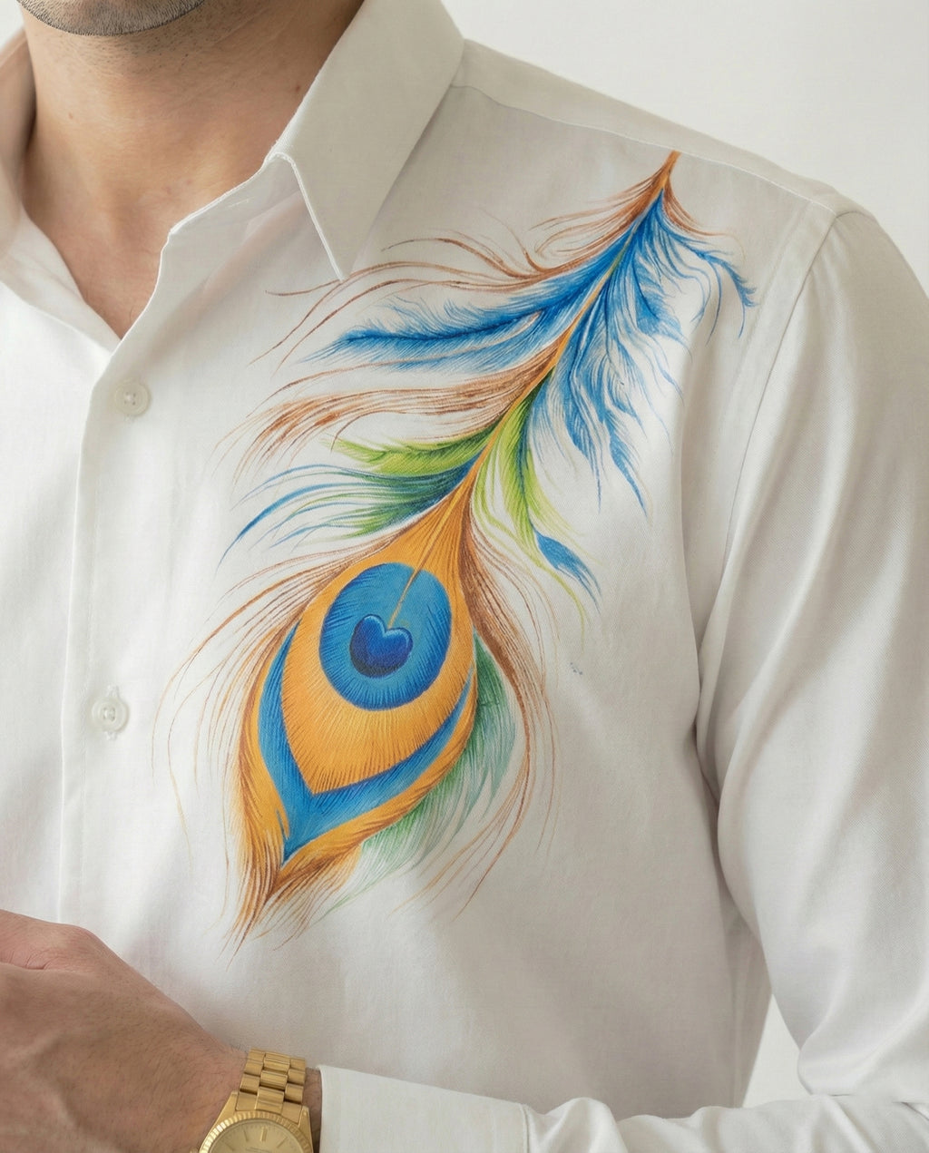 Piuma Pavone Hand-Painted Shirt