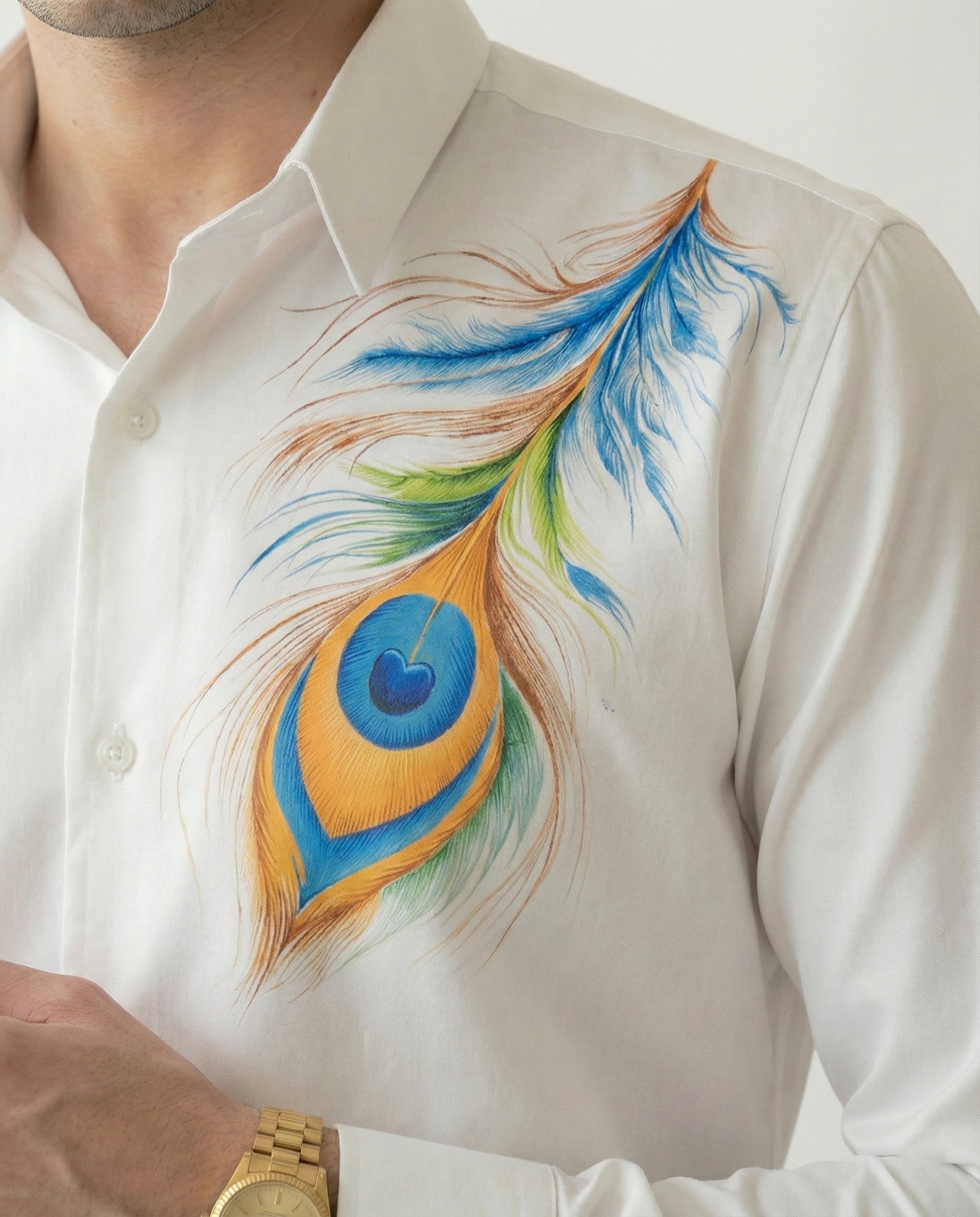 Piuma Pavone Hand-Painted Shirt
