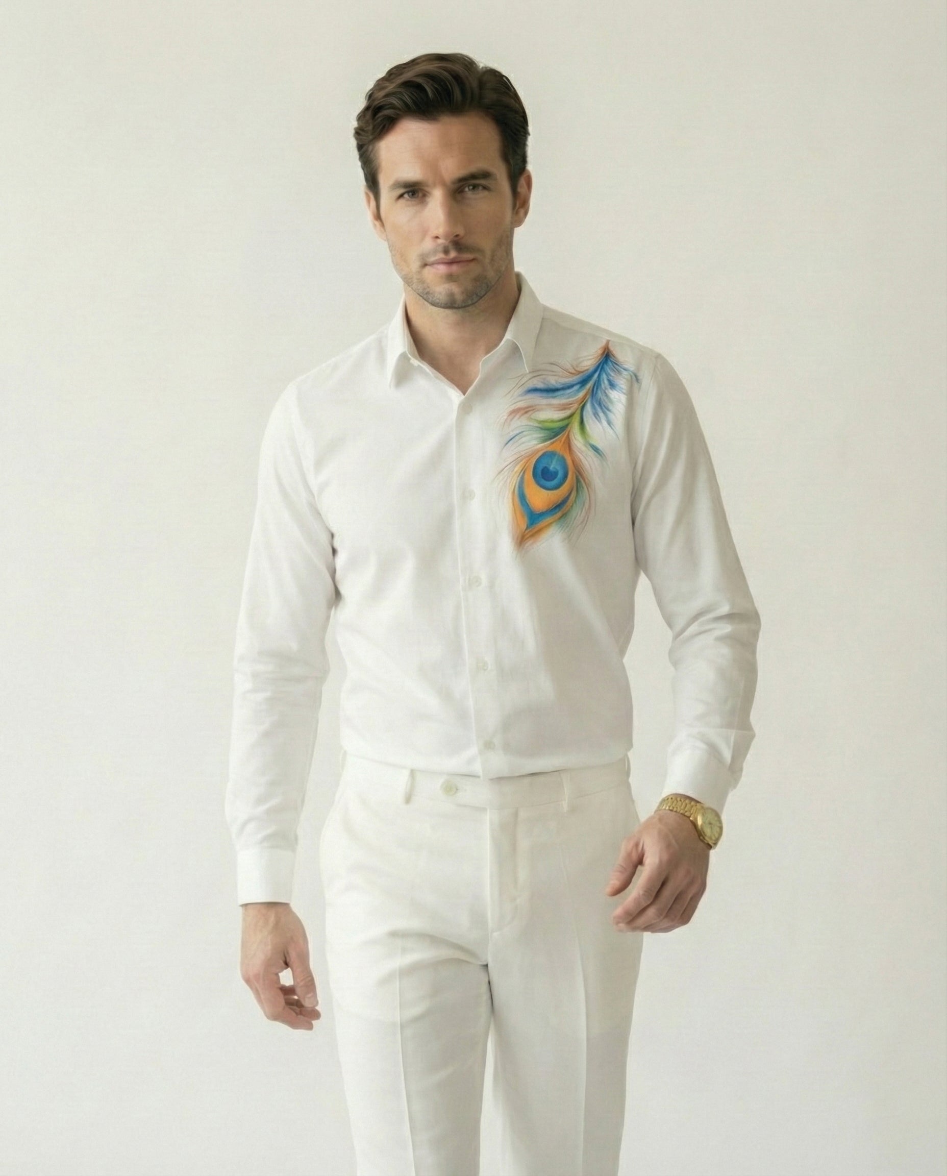 Piuma Pavone Hand-Painted Shirt