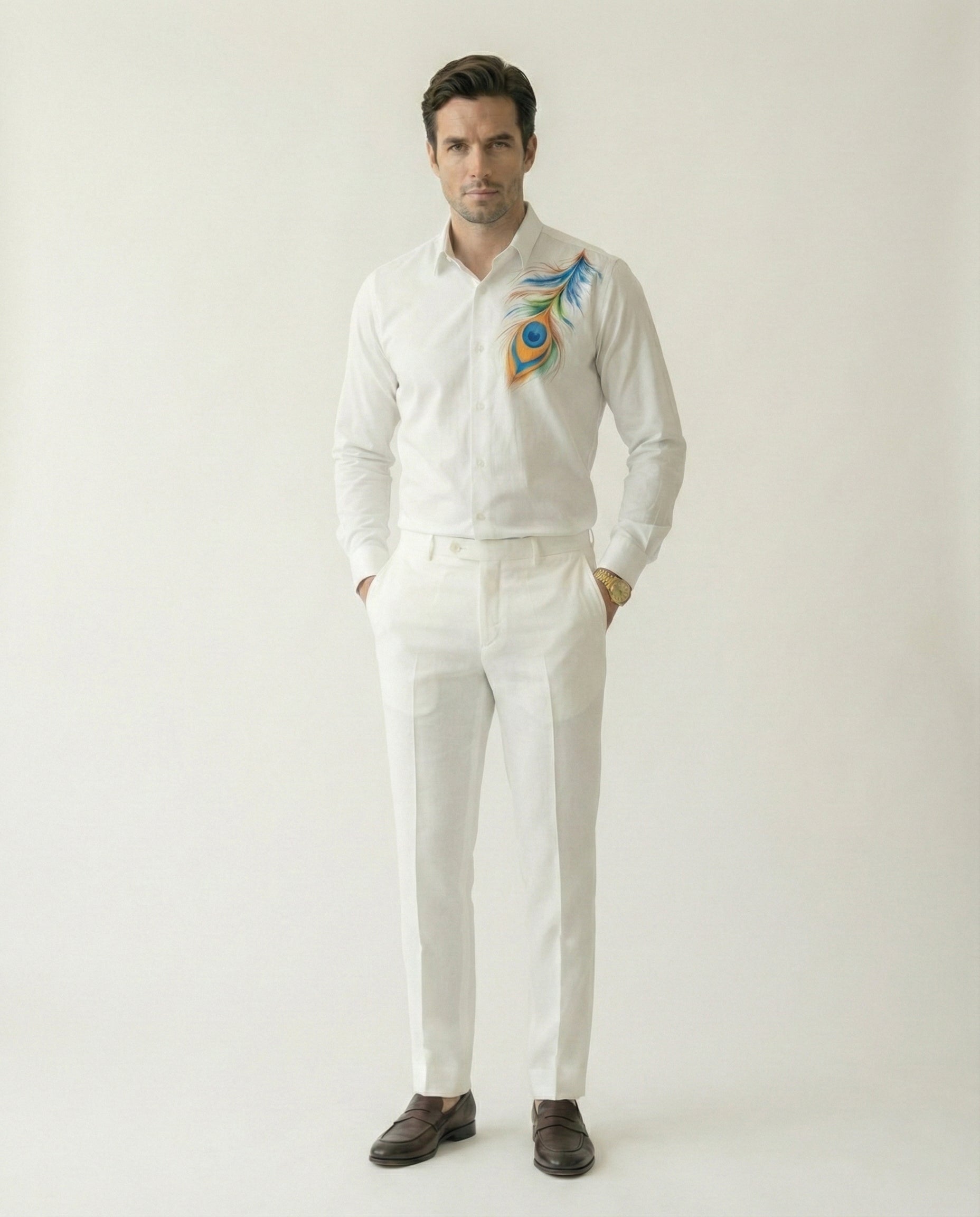 Piuma Pavone Hand-Painted Shirt