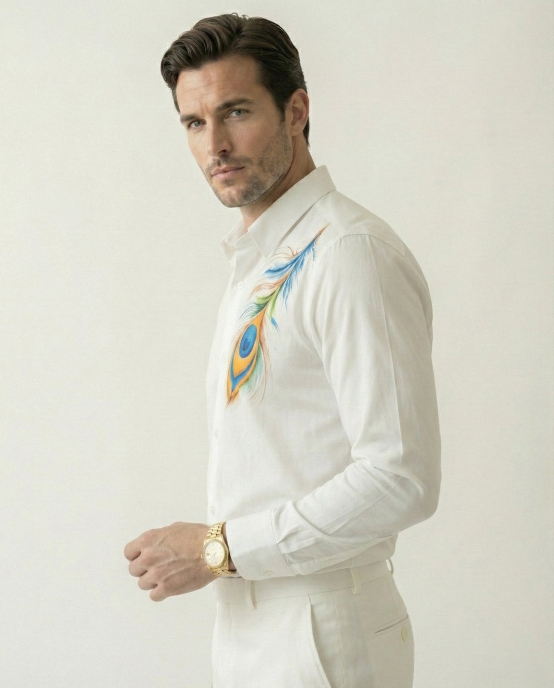 Piuma Pavone Hand-Painted Shirt