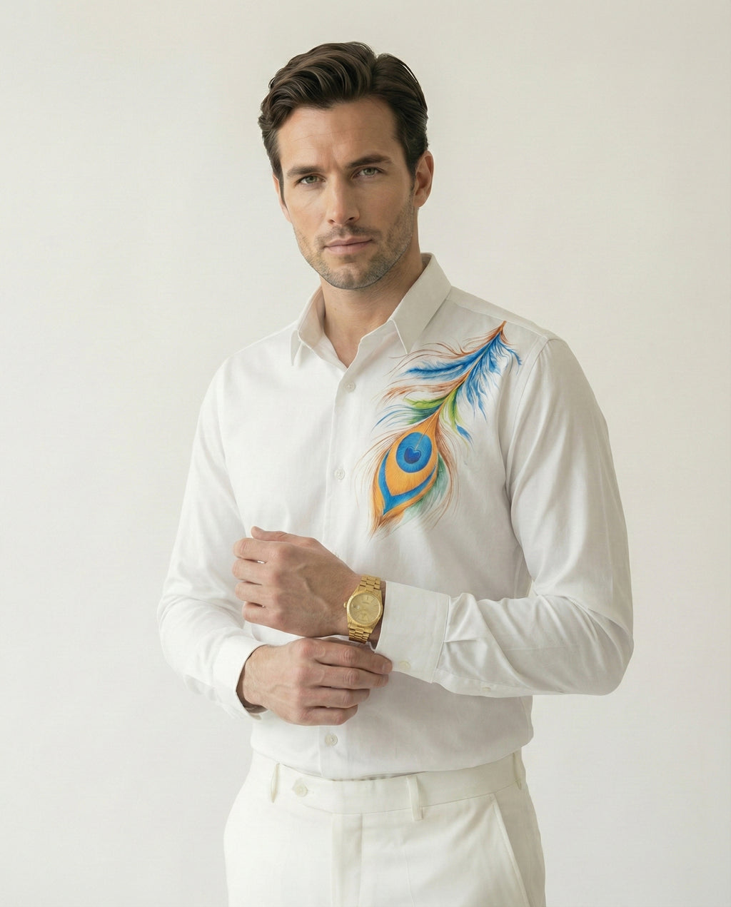 Piuma Pavone Hand-Painted Shirt