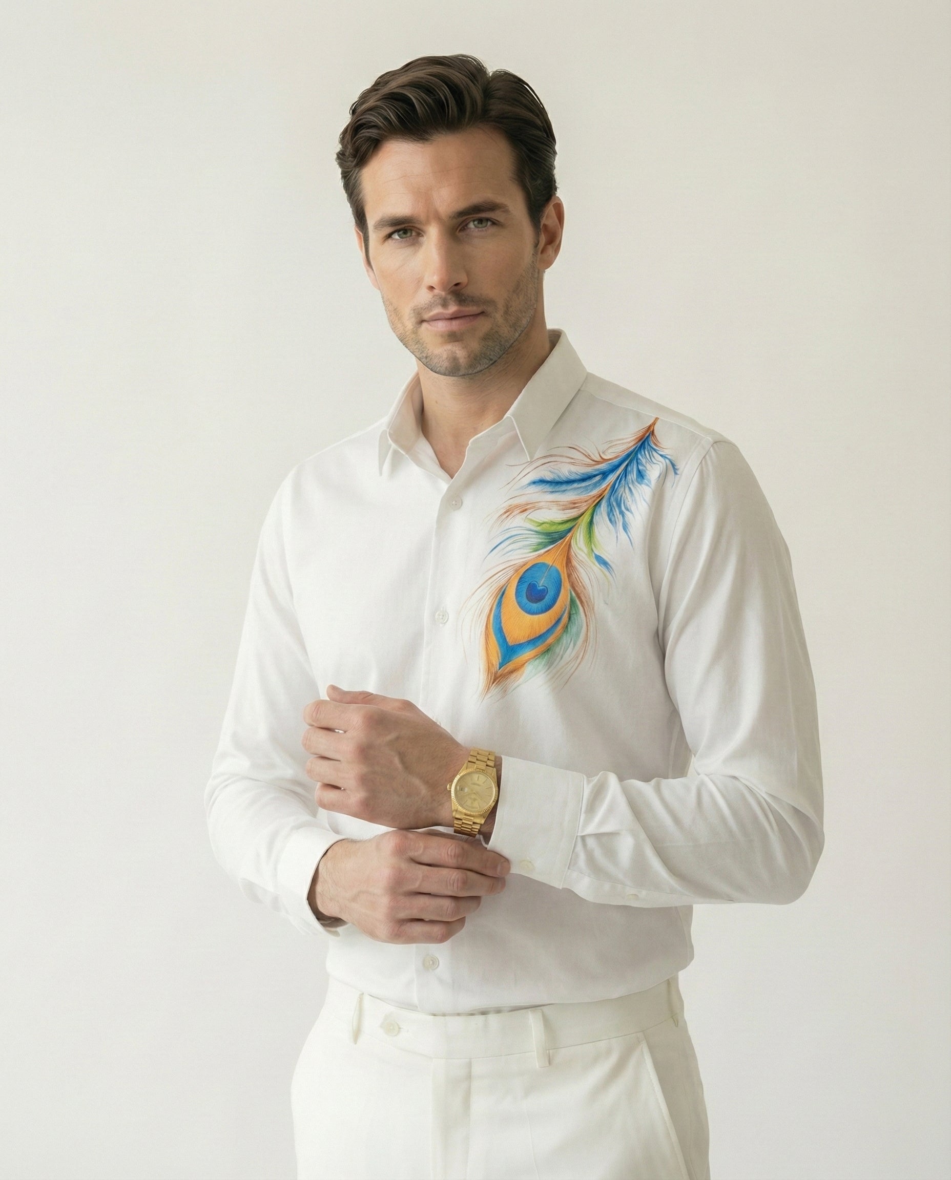 Piuma Pavone Hand-Painted Shirt