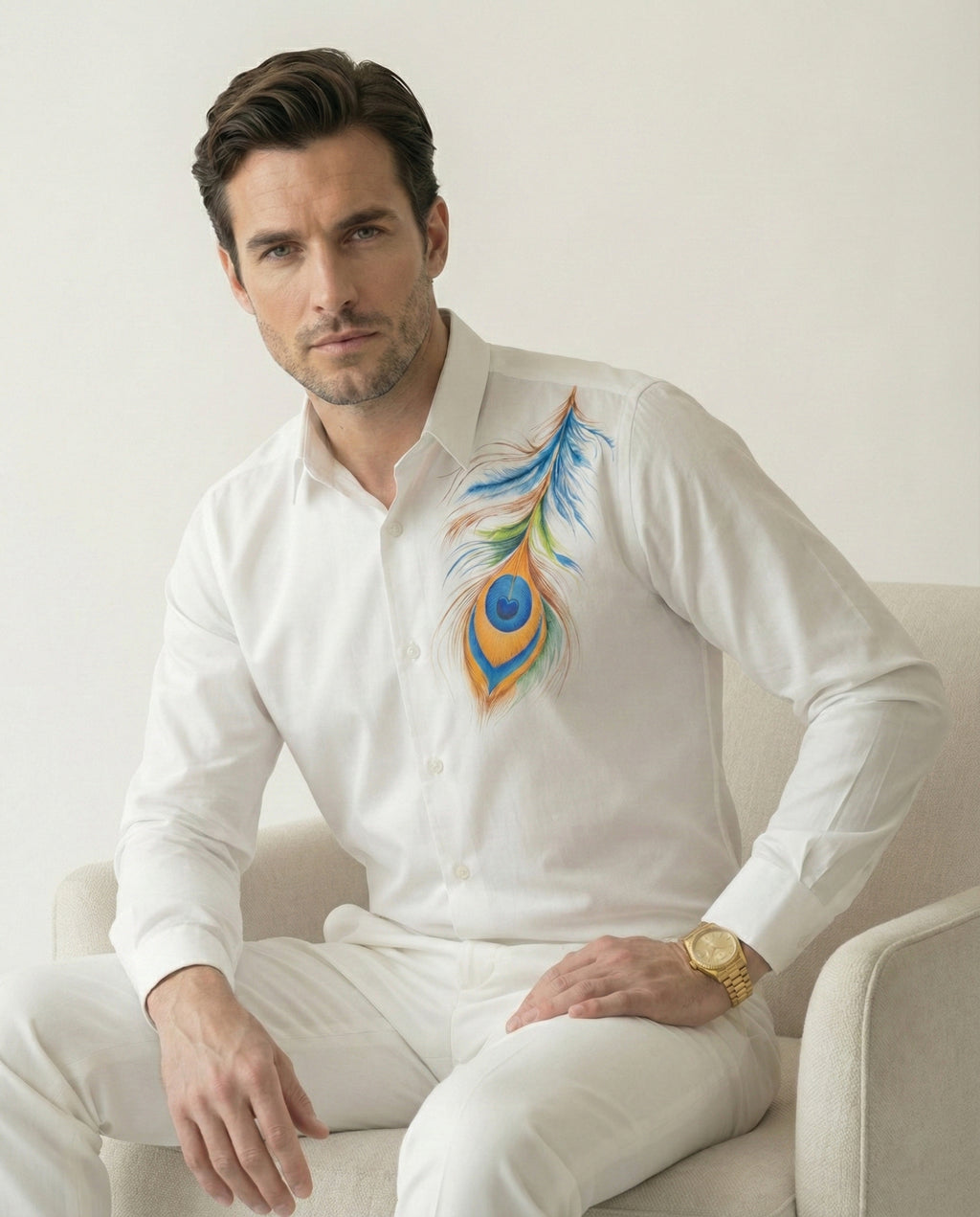 Piuma Pavone Hand-Painted Shirt