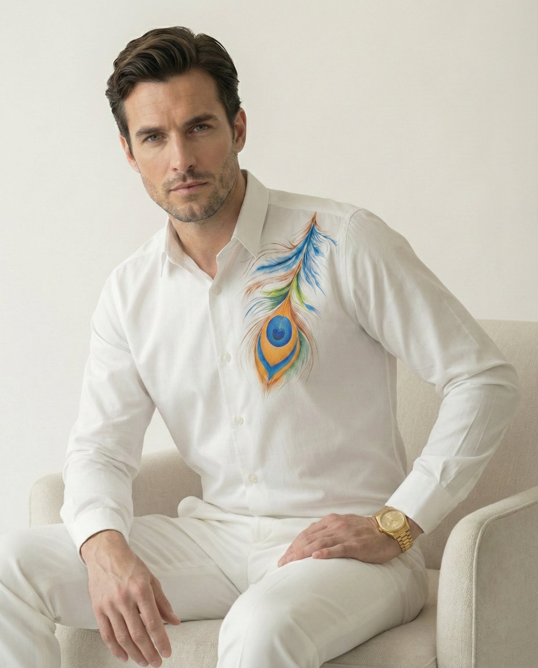 Piuma Pavone Hand-Painted Shirt