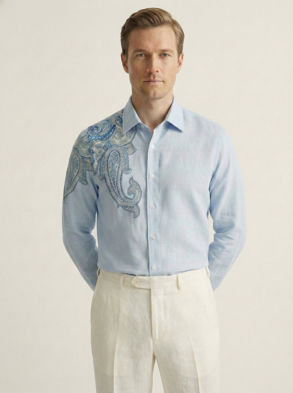 Caeruleum Paisley Hand-Painted Shirt
