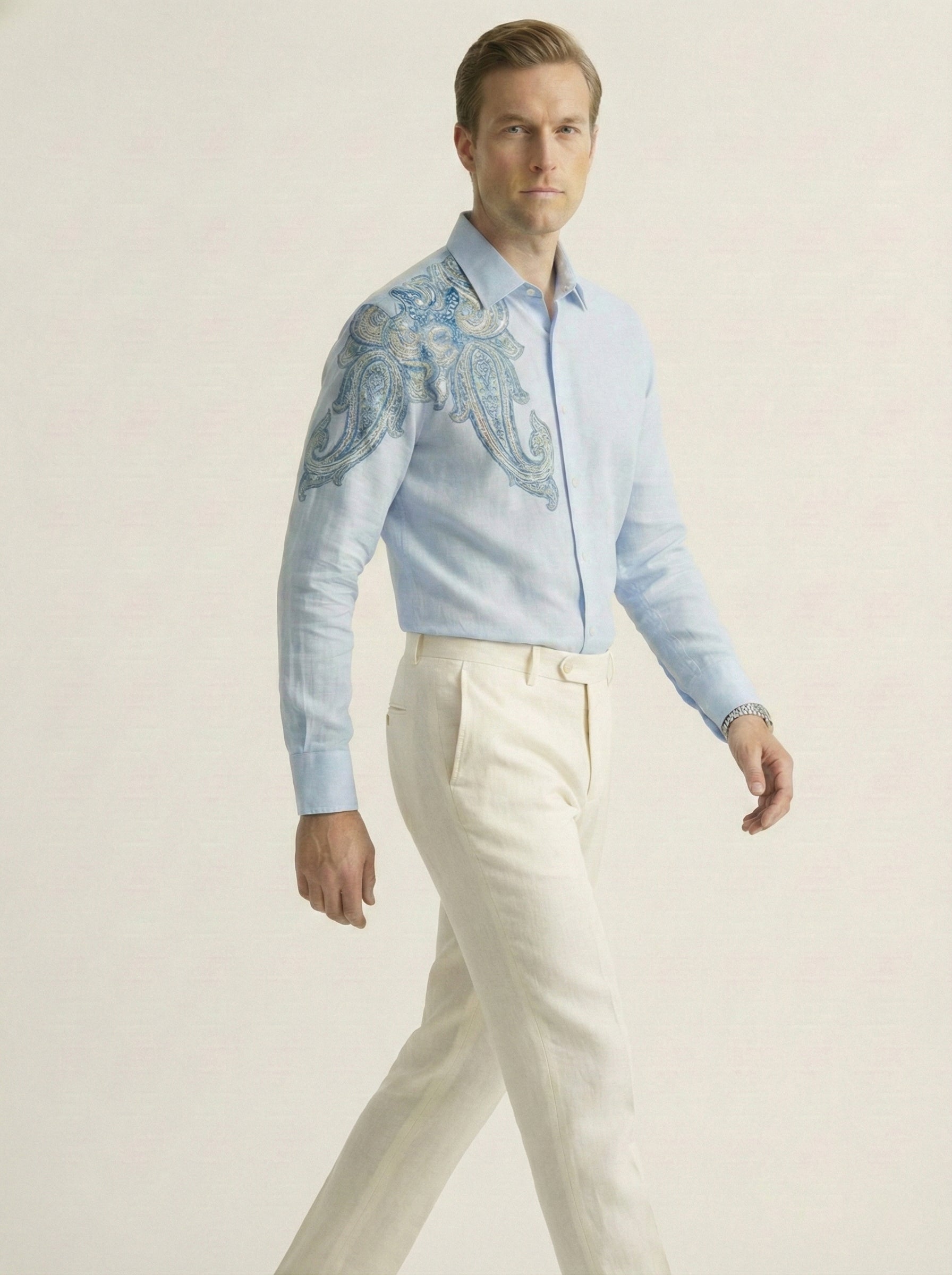 Caeruleum Paisley Hand-Painted Shirt