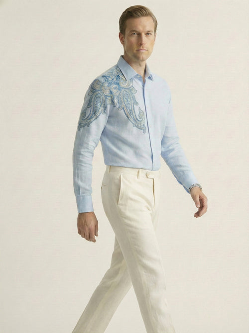 Caeruleum Paisley Hand-Painted Shirt