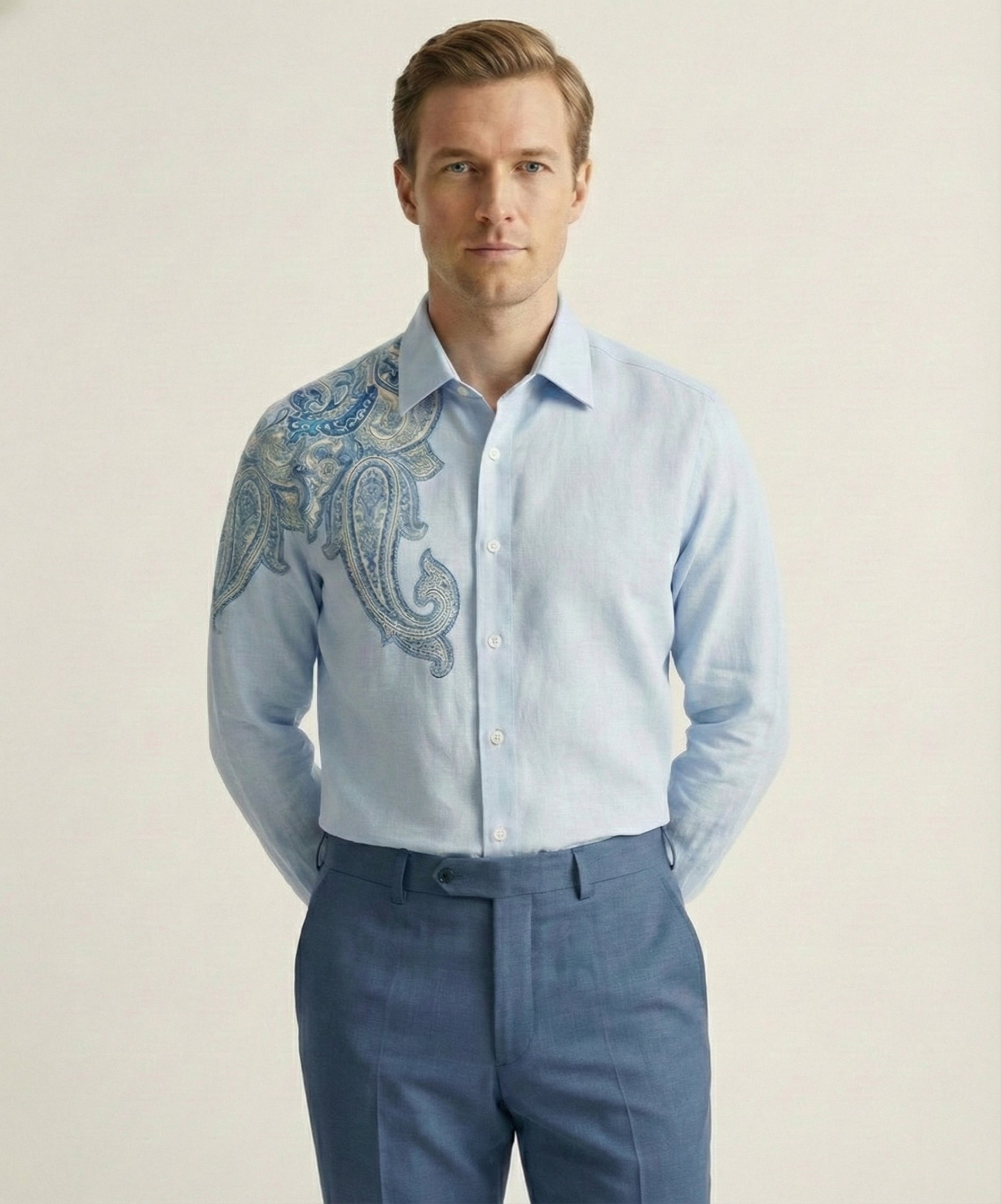 Caeruleum Paisley Hand-Painted Shirt