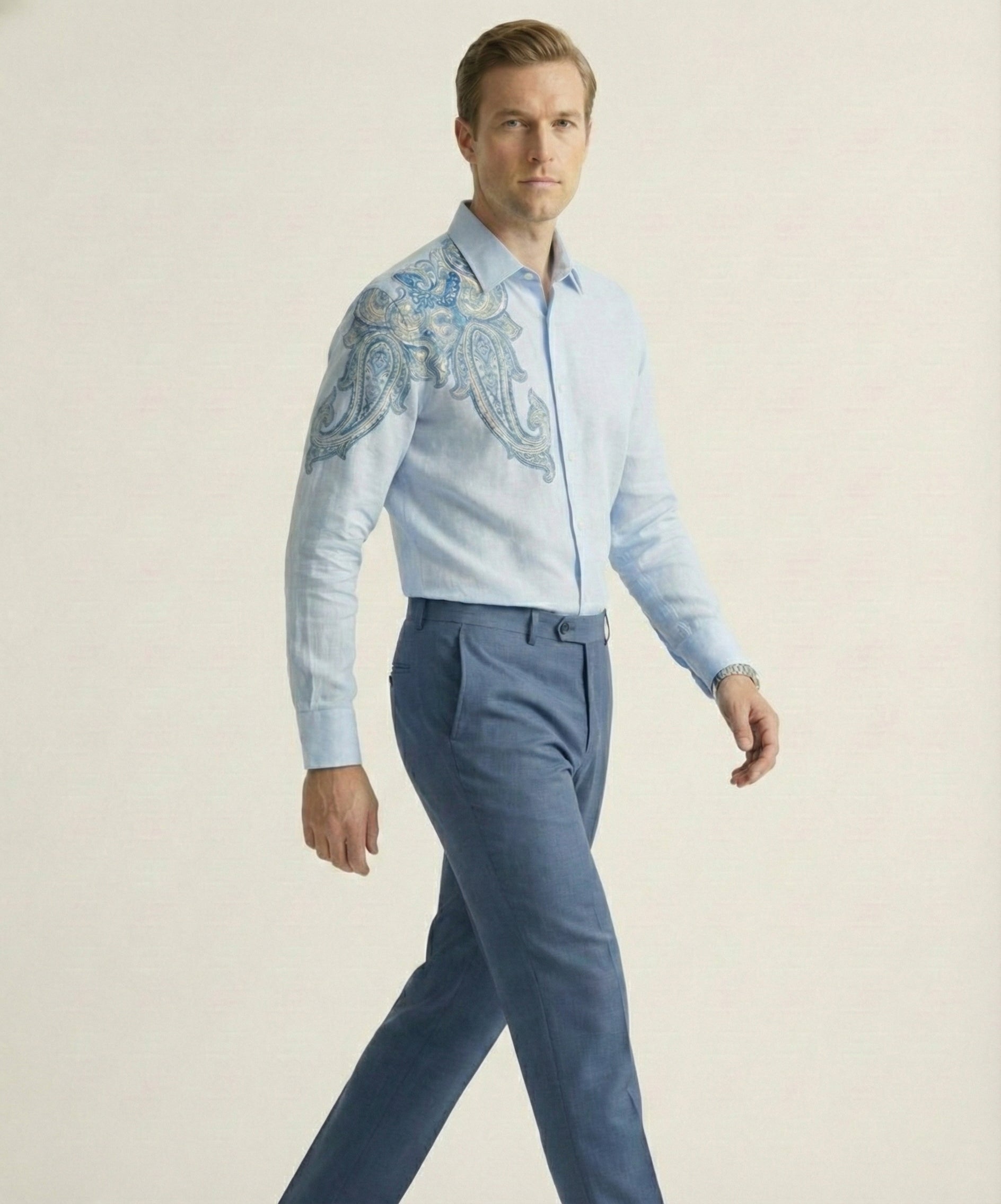 Caeruleum Paisley Hand-Painted Shirt